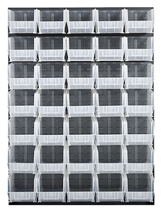 Louvered Panel - Oyster White, 48"W x 61"H w/ 35 Clear View 14-3/4" x 8-1/4" x 7" Bins